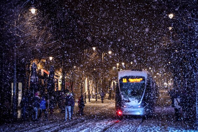'כפיר - הרכבת הקלה ירושלים' בשלג צילום אריאל זנברג